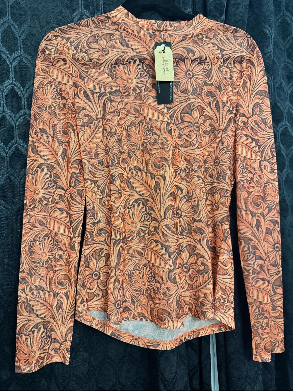 Floral Long-Sleeve Women's Mesh Top